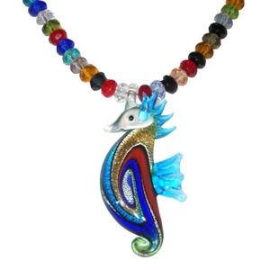 Seahorse and colorful beaded necklace  1465